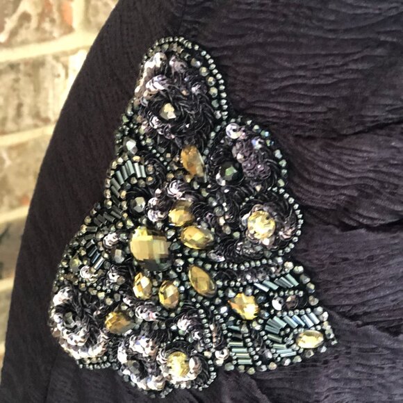 David Meister Navy One-Shoulder Beaded Cocktail Dress – Size 12 - Picture 11 of 14